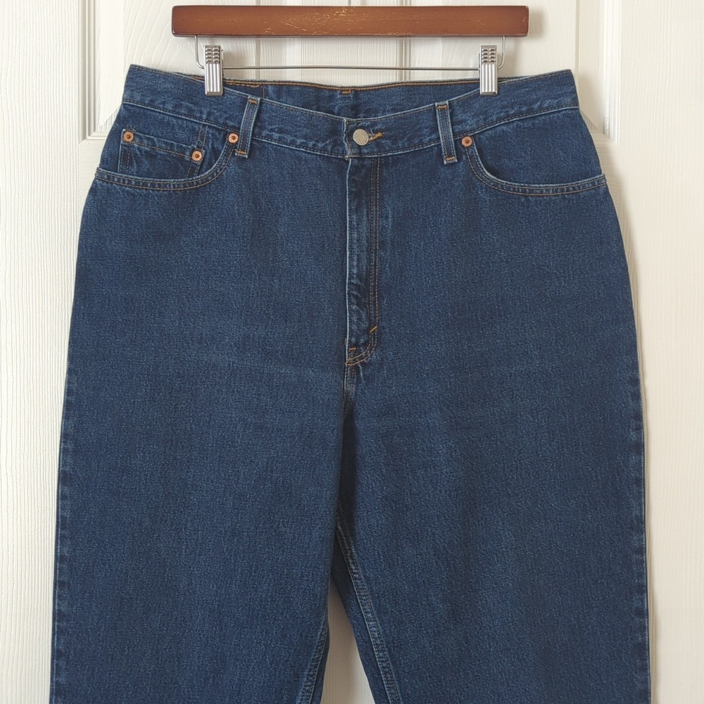 Levi's 90's Vintage 550 Dark Wash High Rise Relaxed Fit Tapered Leg Mom Jeans 18 - Picture 2 of 15